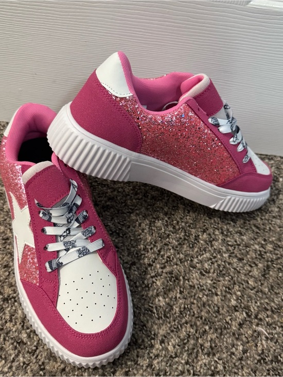 Source Unknown Shoes - Source Unknown Pink Glitter Star Platform Sneakers